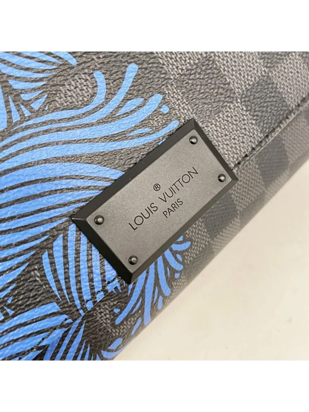 Louis Vuitton Shoulder Bag Damier Graphite District PM Black Blue